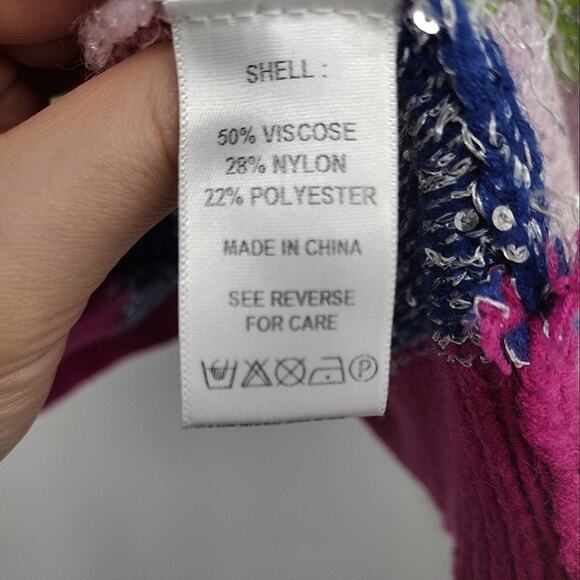 Olivia Rubin Mika Cardigan Sweater in Multicolor Stripe Silver Sequin Size Large - Picture 11 of 14